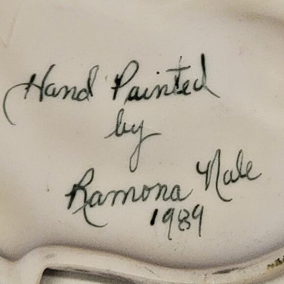 VTG 80s Porcelain Goose Ornament Hand Painted Houses Flowers Trees Hobby Piece - Picture 6 of 8